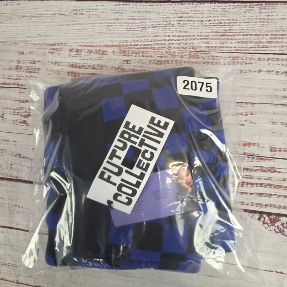 Future Collective Stretch Aline Midi Skirt M Black Blue Check Plaid Party NWT - Picture 12 of 12